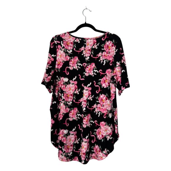 Torrid Super Soft Top Size 1X Black Floral Breast Cancer Ribbon Favorite Tunic - Picture 5 of 12